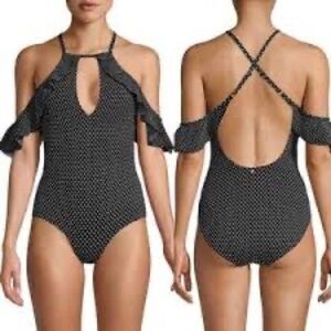 Red Carter Women's Black & White Polka Dot One-piece Swimsuit Size M